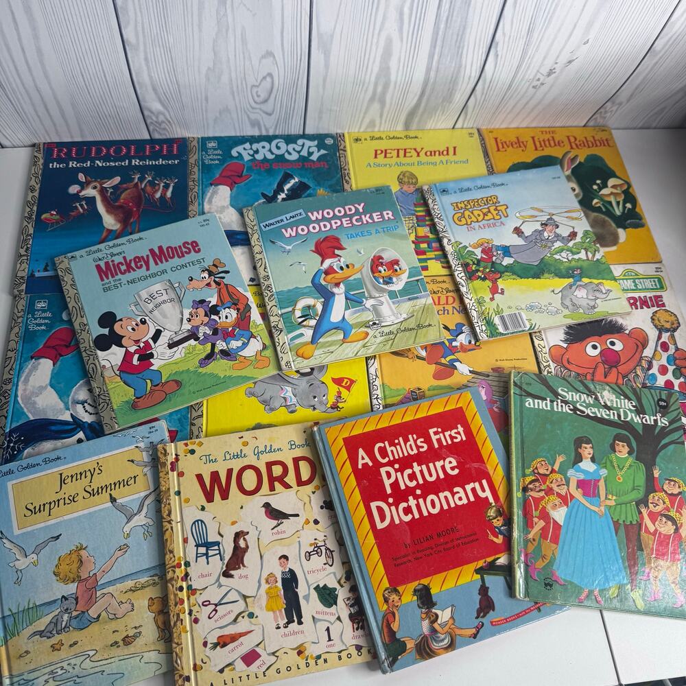 Lot Of 15 VTG Little Golden Books  Classics 1970s, 80s 90s Disney Rudolph